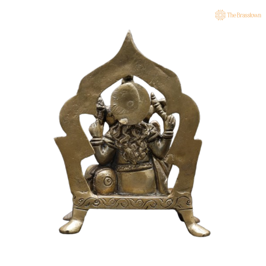 Brass Ganesha Idol – Intricately Designed for Home & Temple Décor 4 Inch
