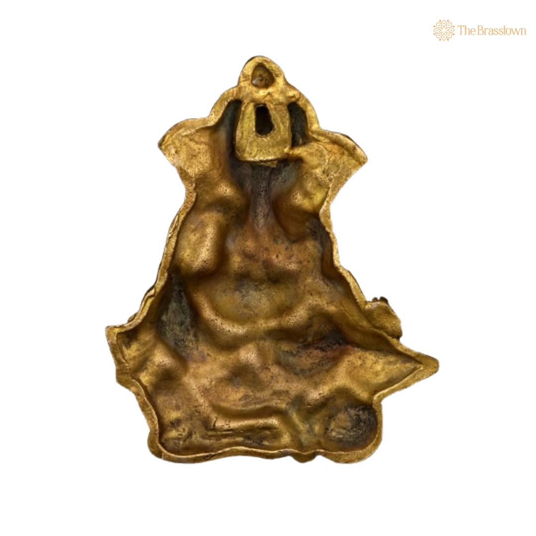 Brass Ganesha Idol with Mooshak 7 Inch