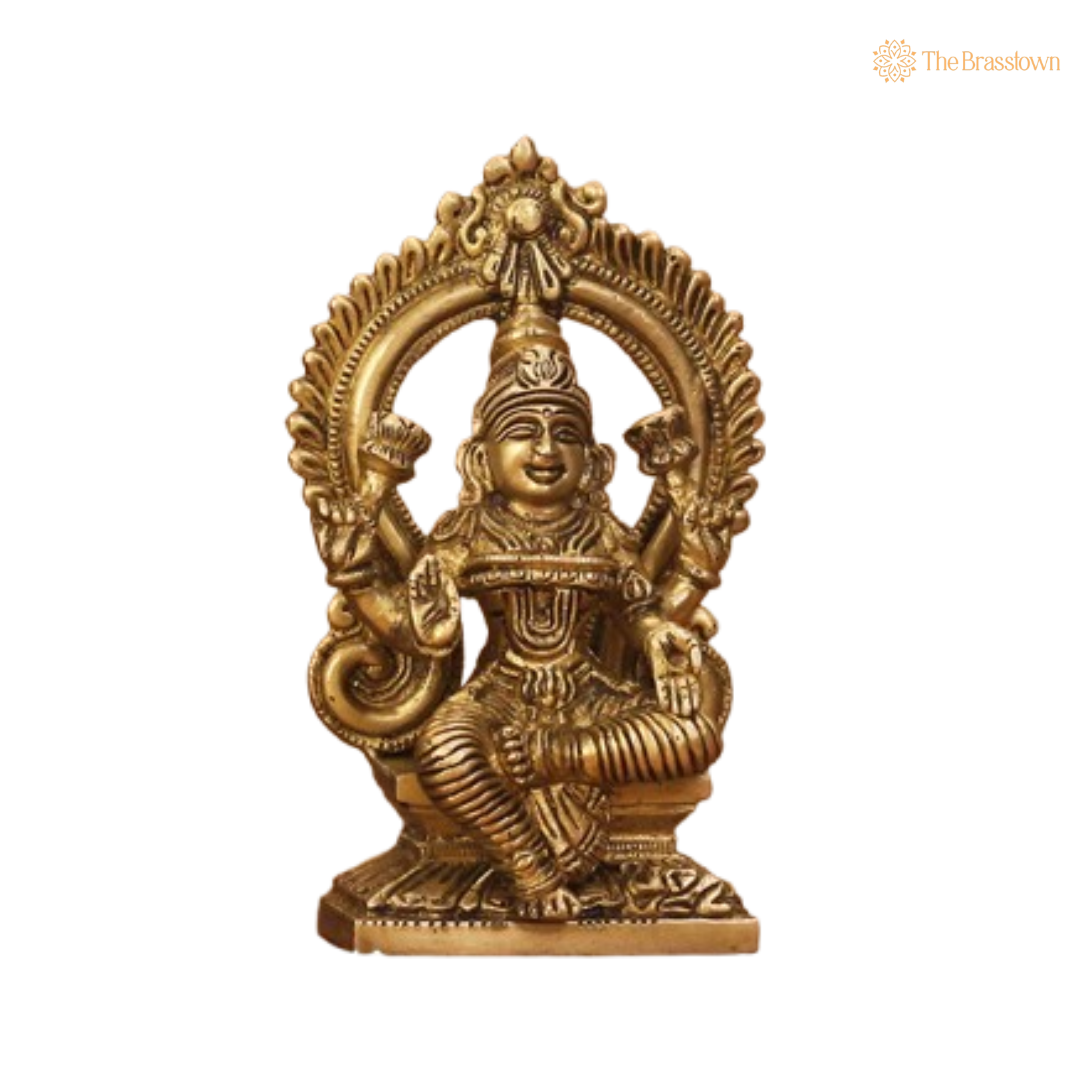 Brass Ganesha and Lakshmi Figurine Set 6 Inch