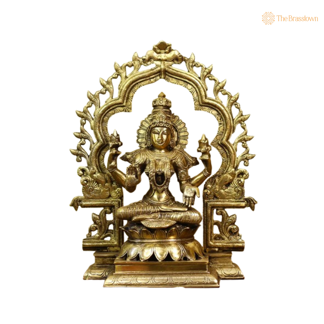 Brass Ganesha and Lakshmi Sitting Idol Set 16 Inch