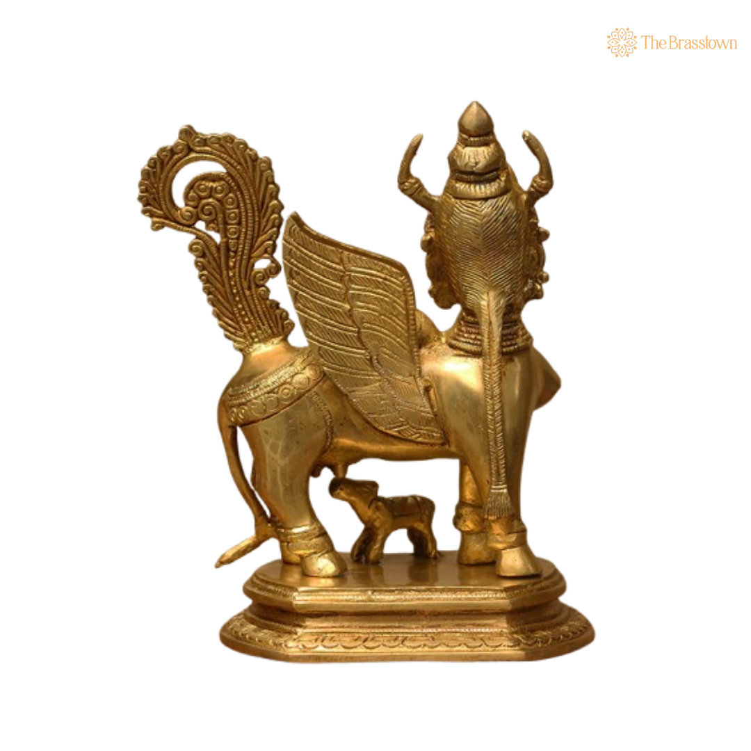 Brass Kamdhenu Idol 10 Inch