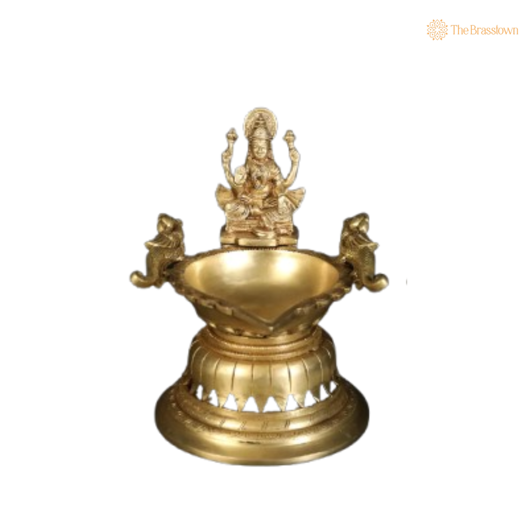 Brass Lakshmi-Ganesha Deepam 8 Inch