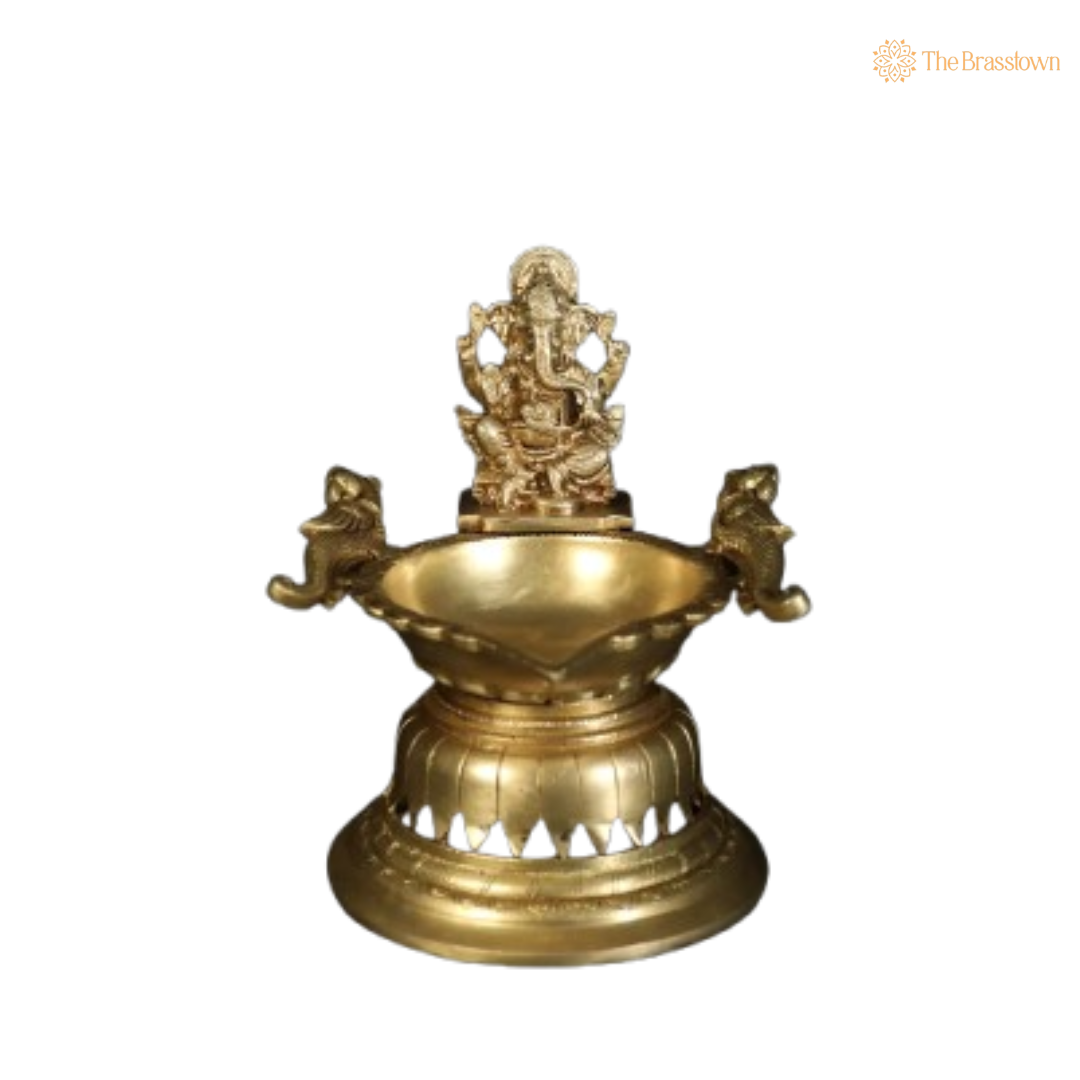 Brass Lakshmi-Ganesha Deepam 8 Inch