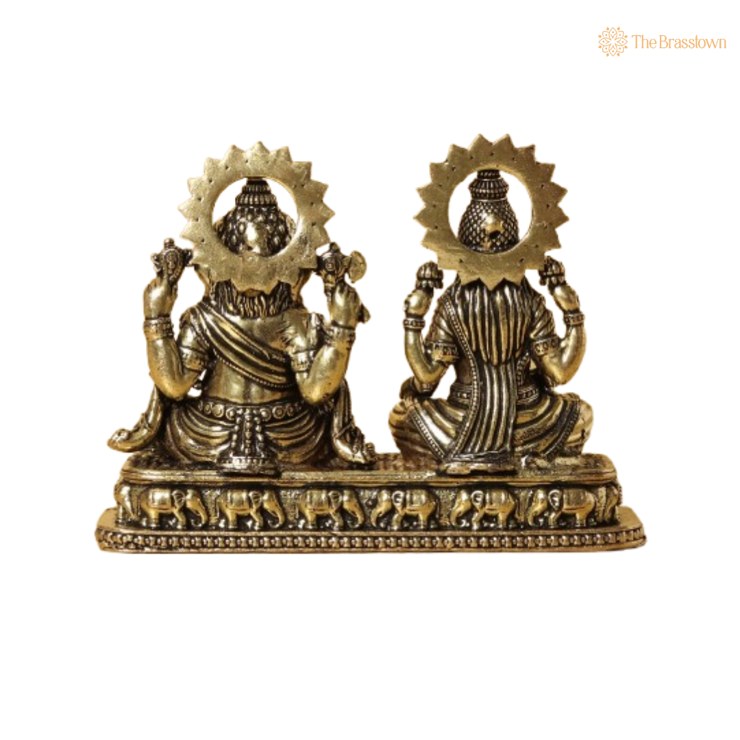Brass Lakshmi Ganesha Idol 3 Inch