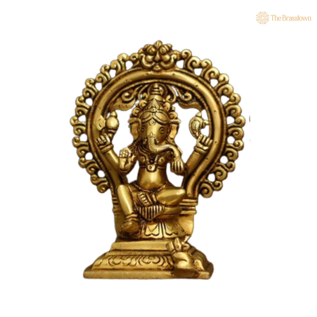 Brass Lakshmi Ganesha Statue Set 6.5 Inch