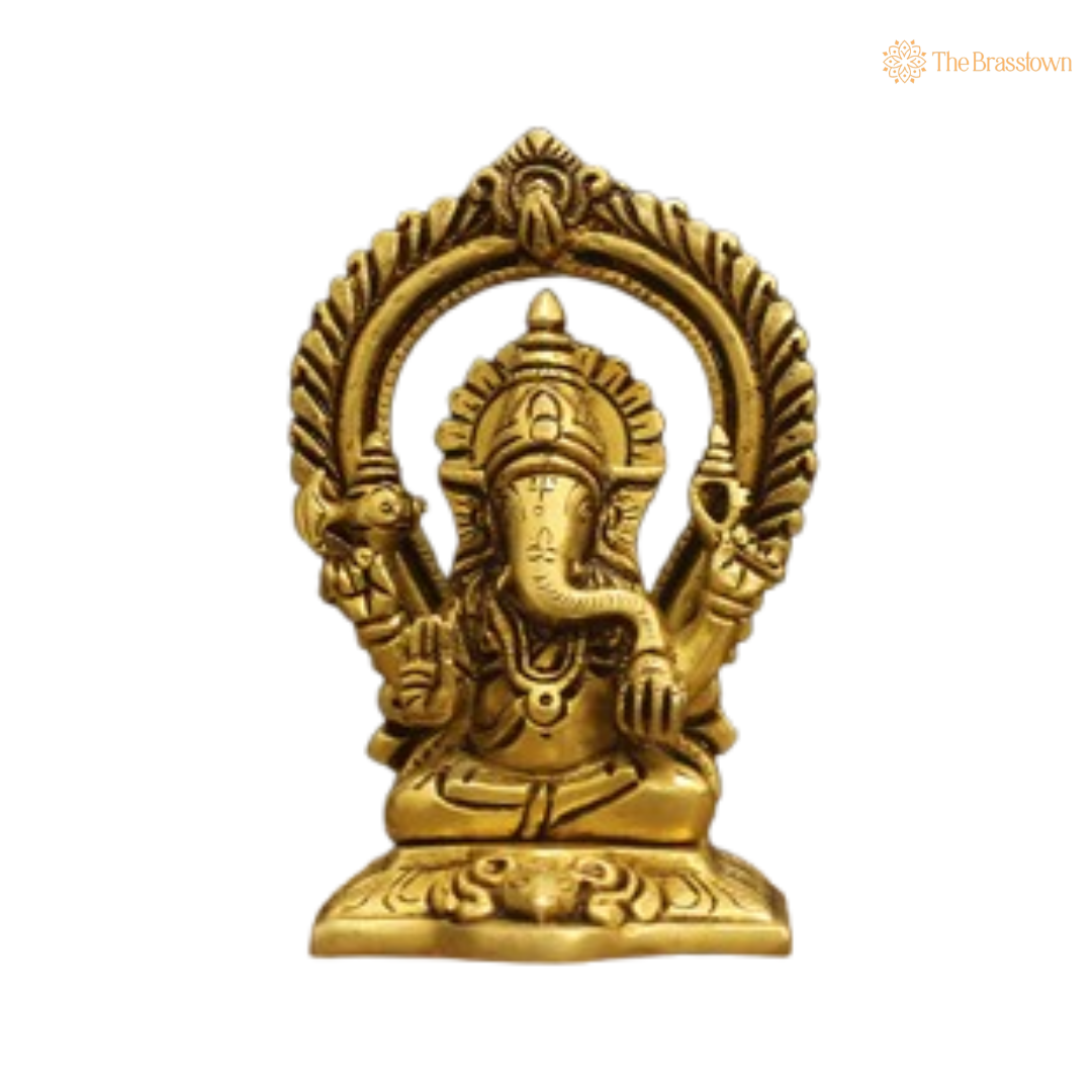 Brass Lakshmi, Ganesha, and Saraswati Idol Set 5.5 Inch