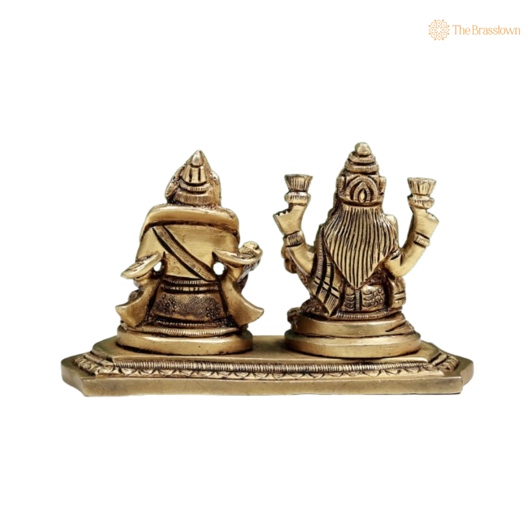 Brass Lakshmi and Kuber Idol Set 4 Inch