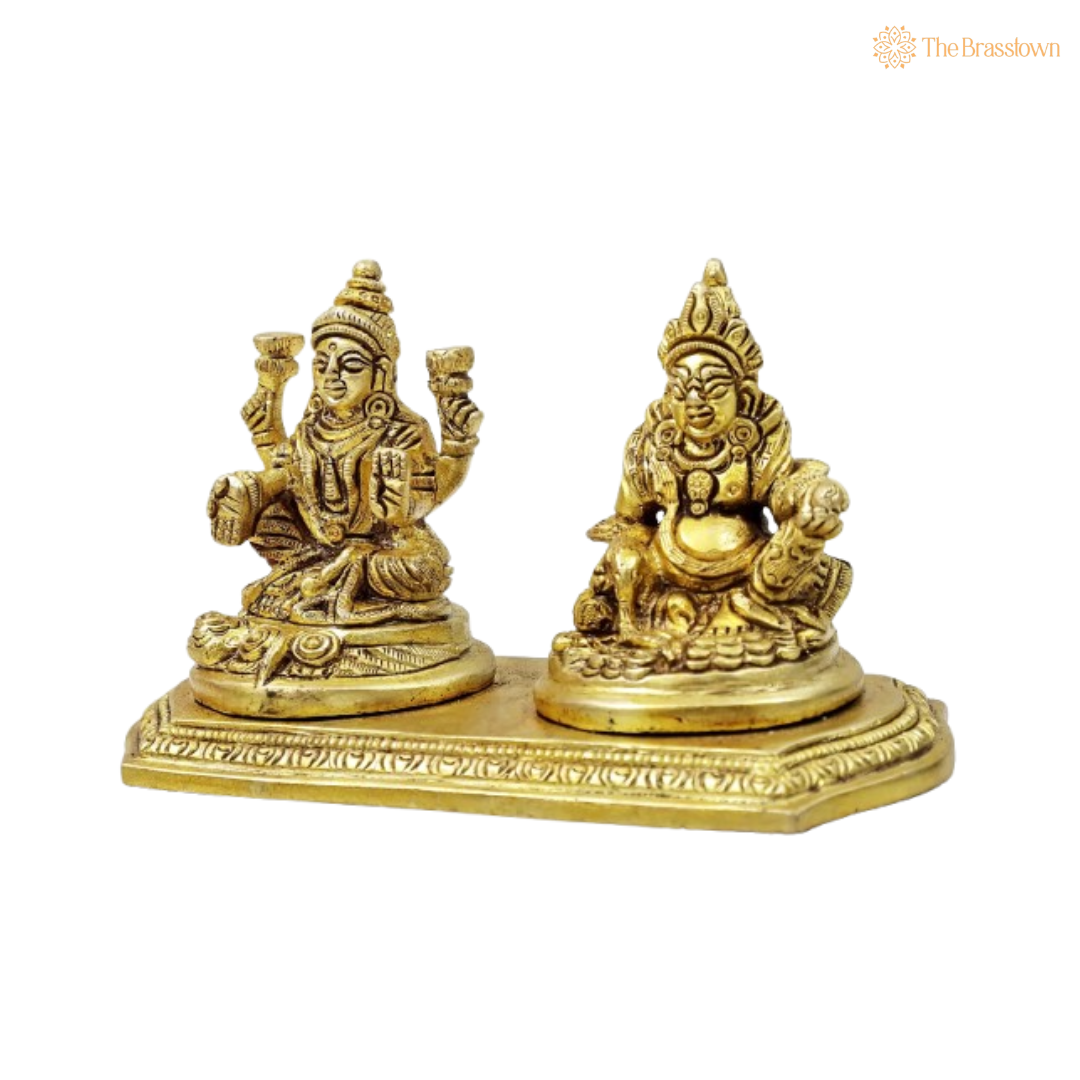 Brass Lakshmi and Kuber Idol Set 6 Inch