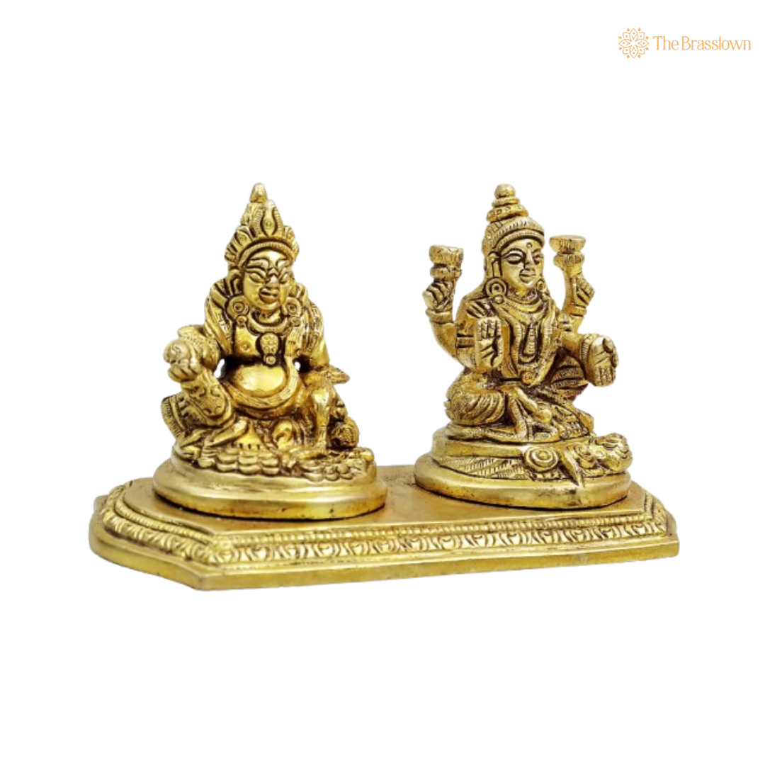 Brass Lakshmi and Kuber Idol Set 6 Inch