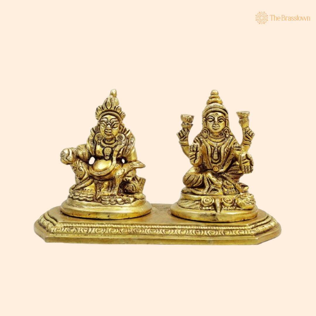 Brass Lakshmi and Kuber Idol Set 6 Inch