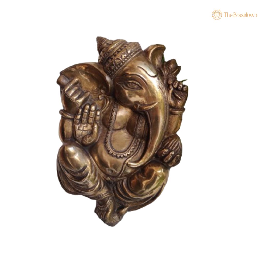 Brass Lord Ganesha Wall Hanging – A Blessing of Wisdom and Prosperity 10.5 Inch