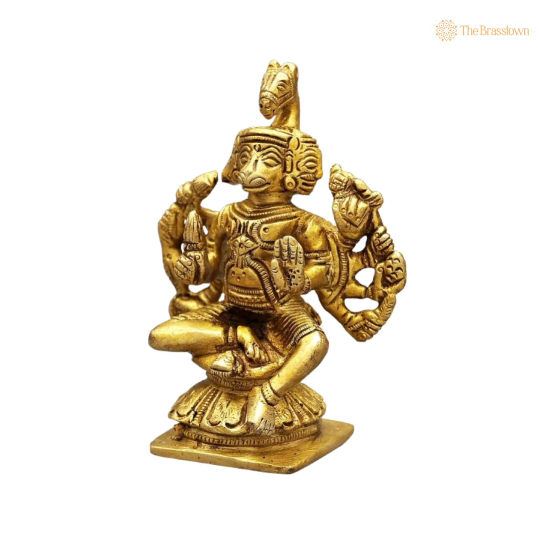 Brass Lord Hanuman Idol – The Protector of Strength and Devotion 3 Inch