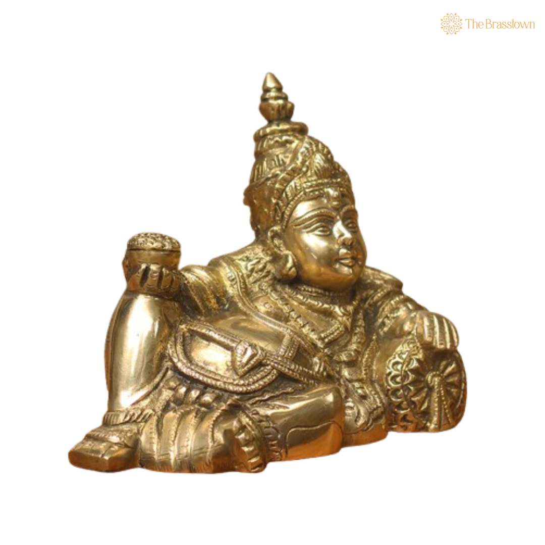 Brass Lord Kuber Idol – The Divine Treasurer of Wealth and Prosperity 6 Inch