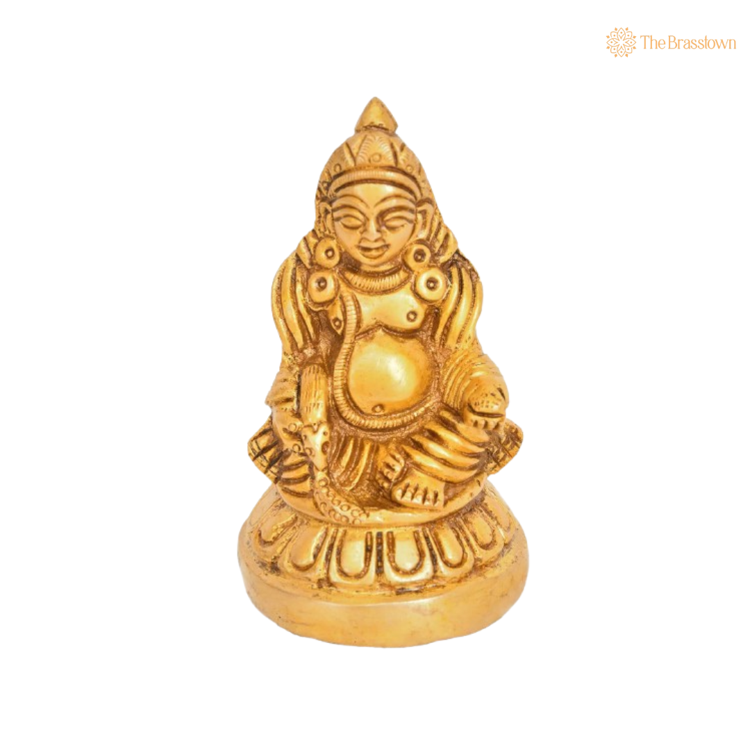 Brass Lord Kuber Idol – The Divine Treasurer of Wealth and Prosperity 3 Inch