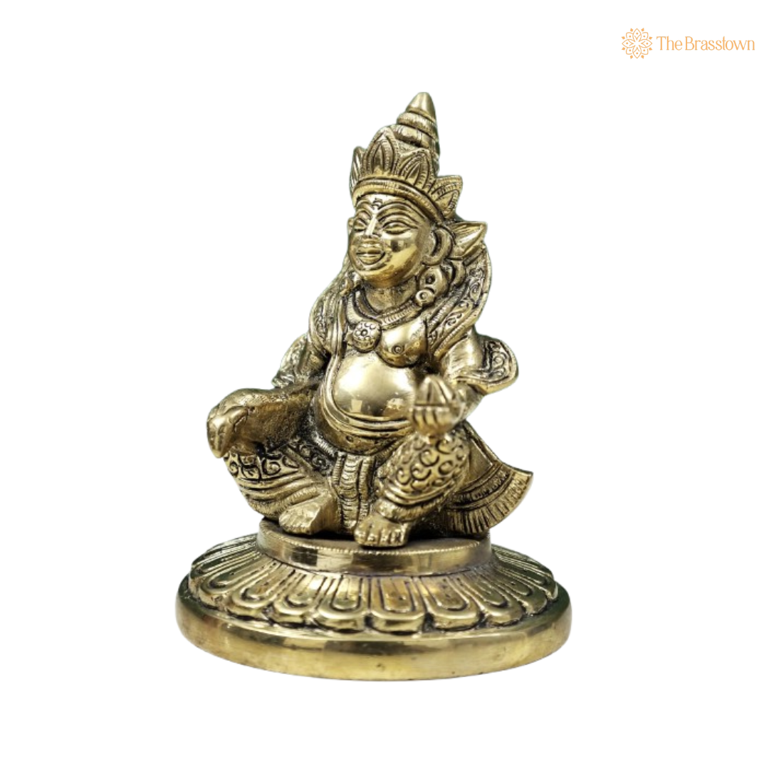 Brass Lord Kuber Idol – The Divine Wealth Guardian 4 Inch