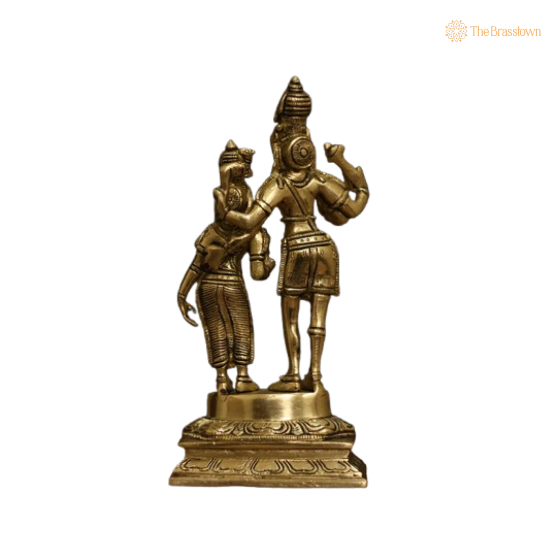 Brass Lord Shiva and Goddess Parvati Statue 9 Inch