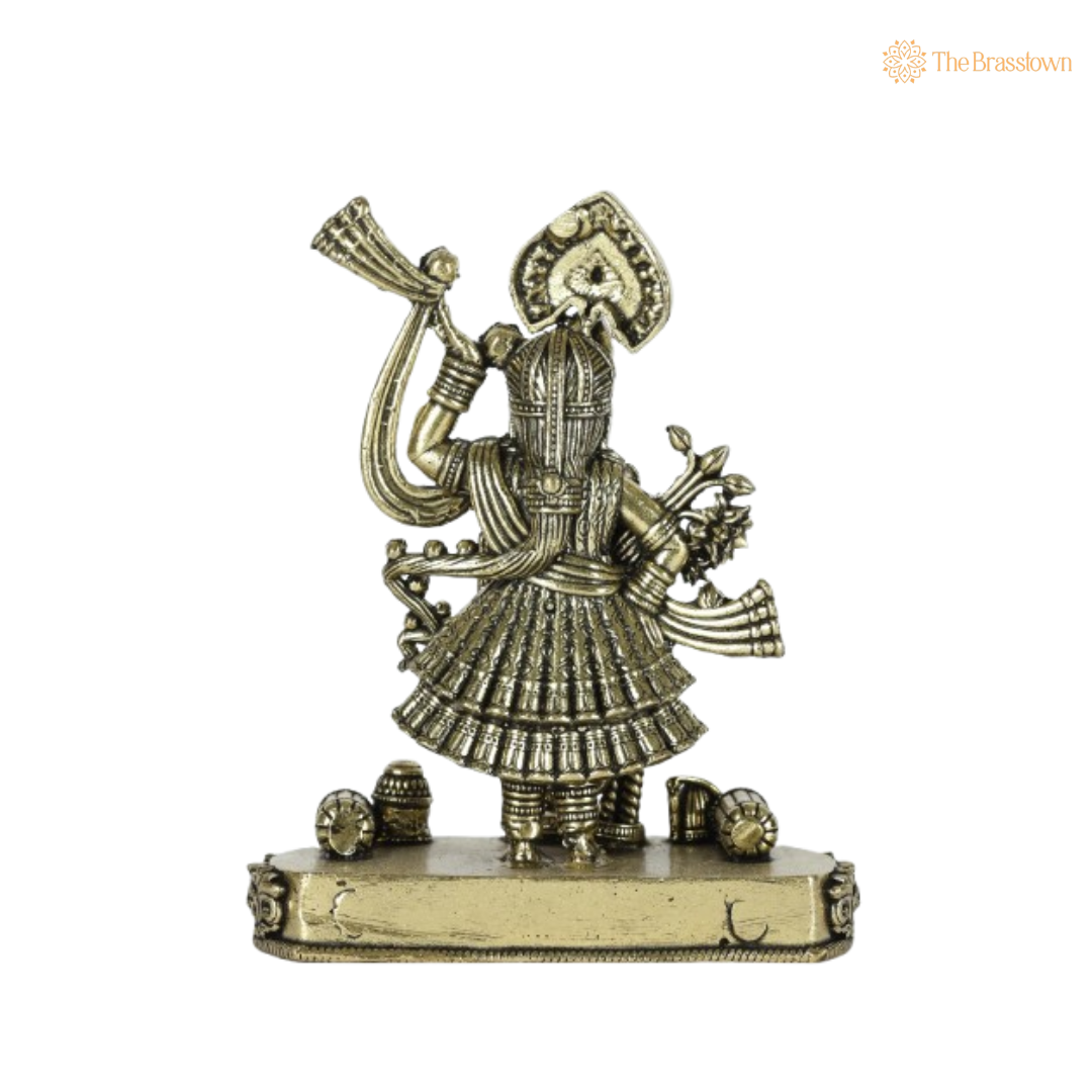 Brass Lord Vishnu Idol with Conch and Disc 4 Inch