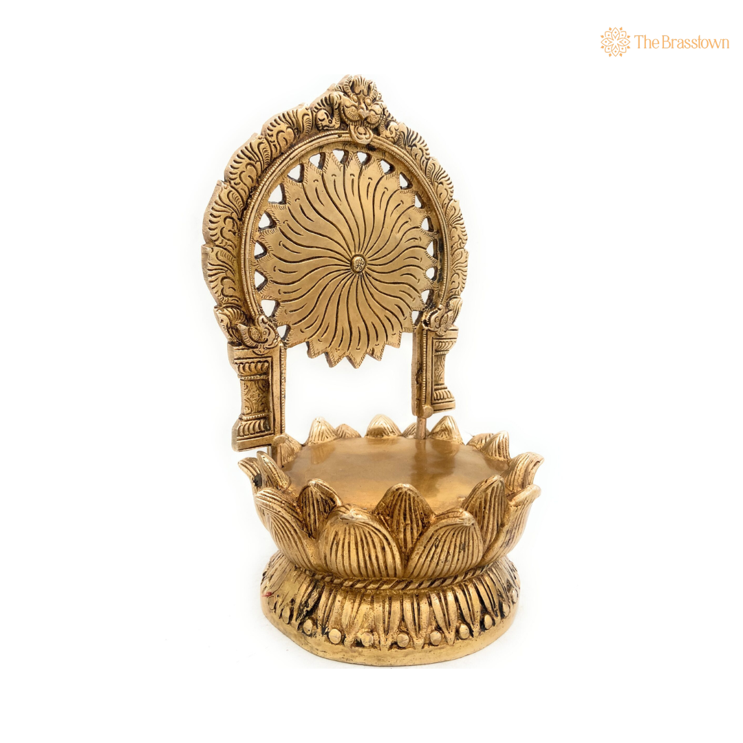 Brass Lotus Pedestal with Radiant Arch 10.5 Inch