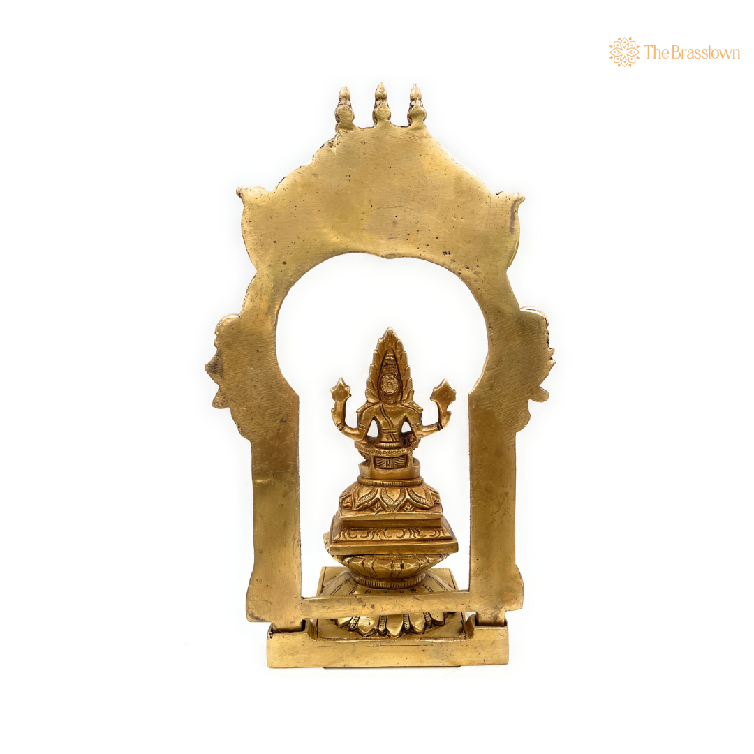 Brass Narasimha Statue with Ornate Arch 10.5 Inch