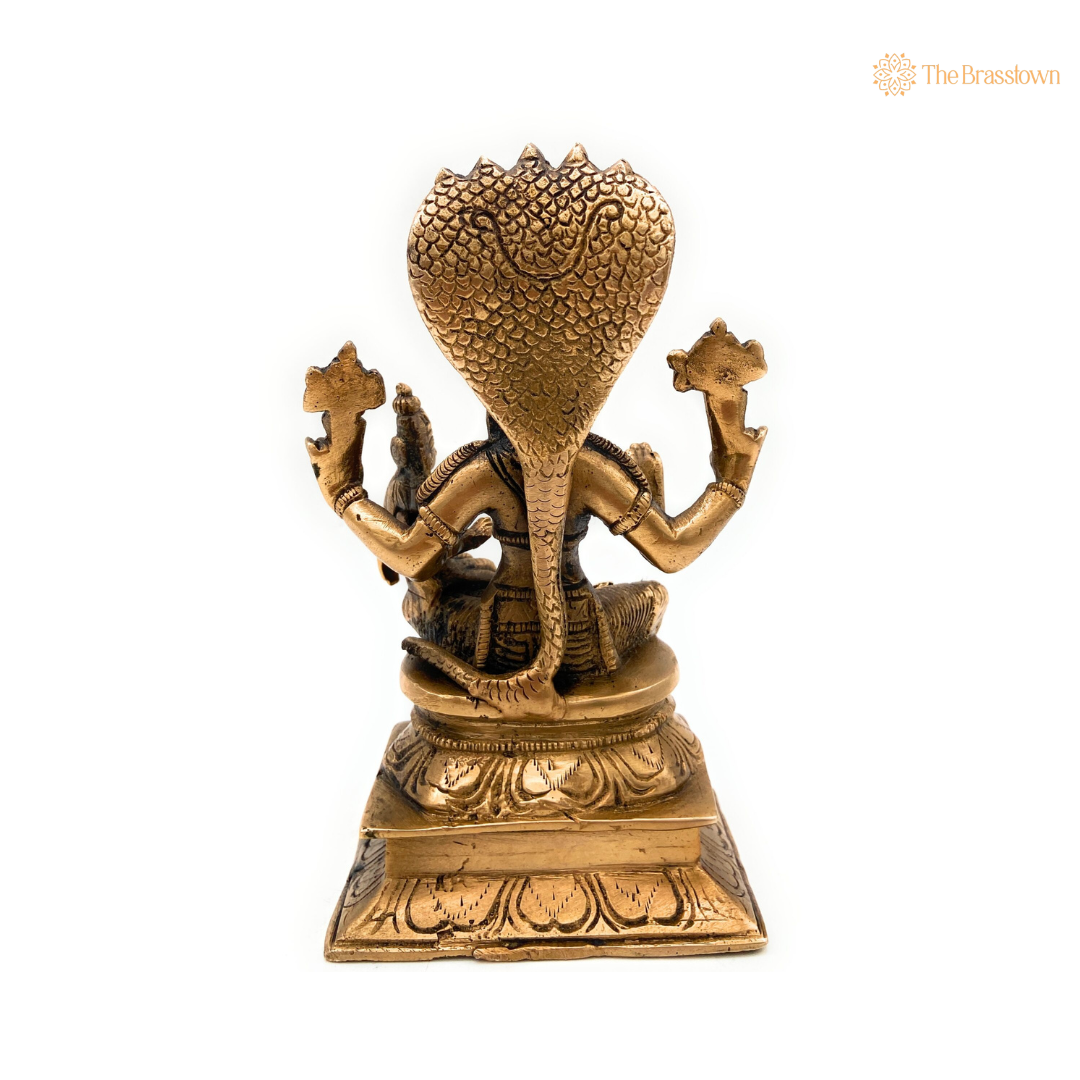 Brass Narasimha with Lakshmi Statue 7 Inch