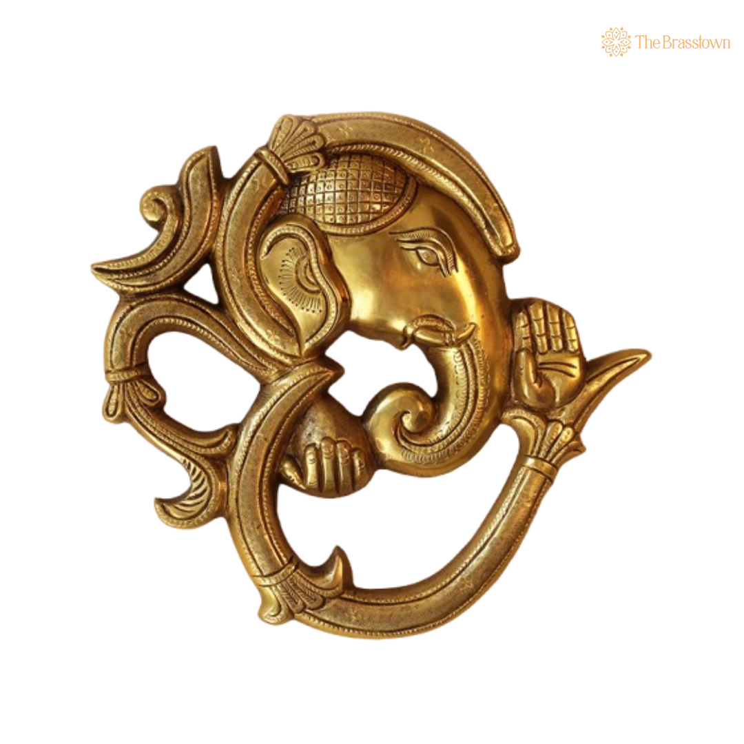 Brass Om with Ganesha Wall Art – A Divine Blend of Spirituality and Art 8.5 Inch
