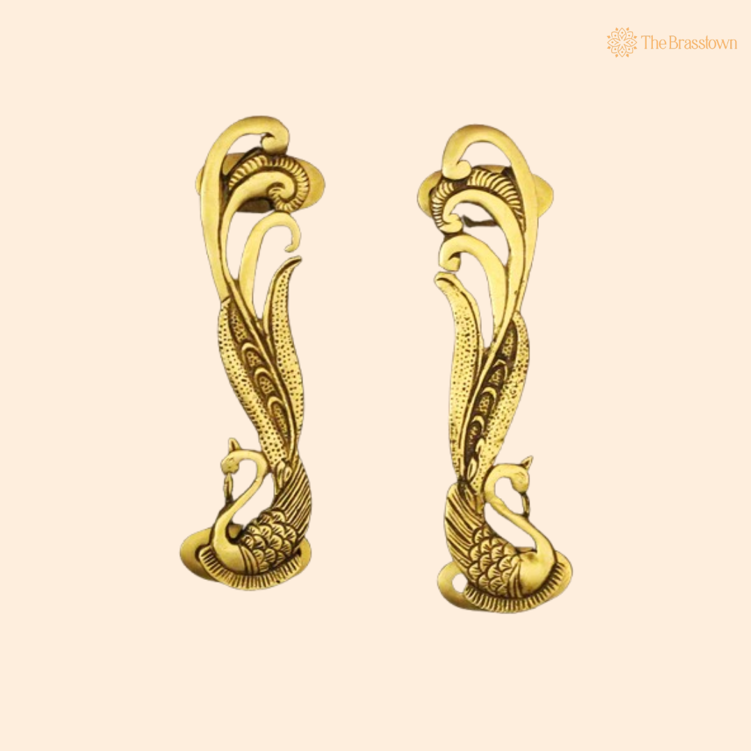 Brass Peacock Door Handle Set – Graceful Elegance for Your Interiors 7 Inch