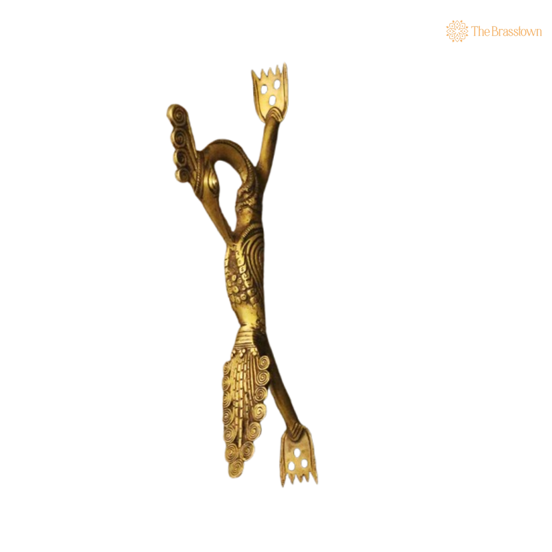 Brass Peacock Inspired Door Handle – Artistic Elegance for Your Home 12.5 Inch