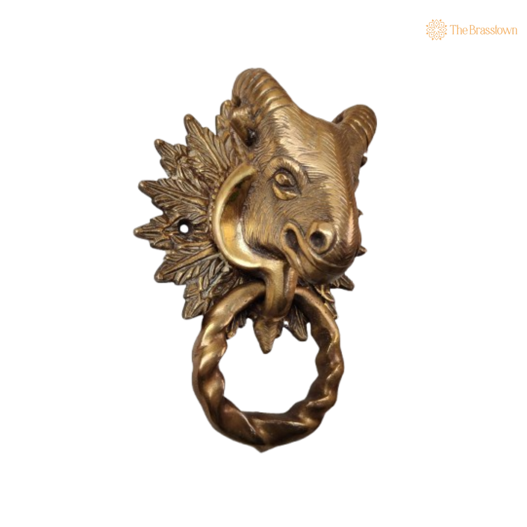 Brass Ram Head Door Knocker – A Statement of Strength and Elegance 8.5 Inch