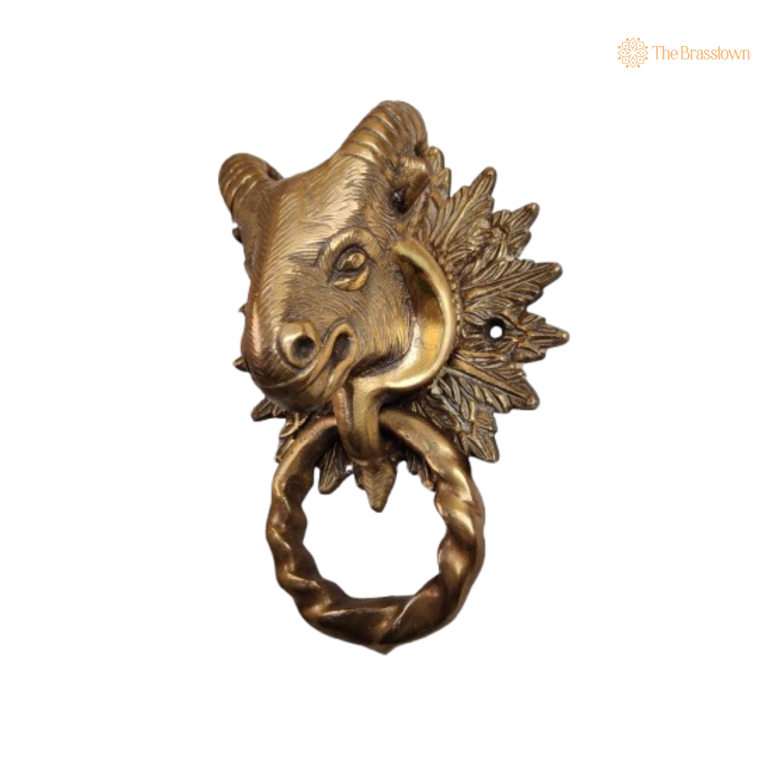 Brass Ram Head Door Knocker – A Statement of Strength and Elegance 8.5 Inch