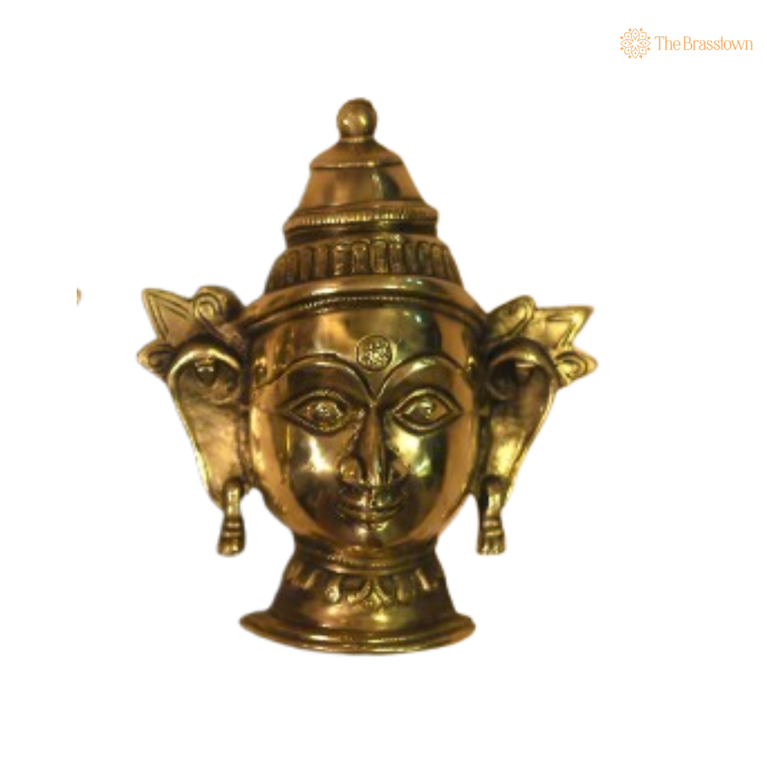 Brass Shiva and Gauri Faces – Symbols of Divine Harmony and Power 7 Inch