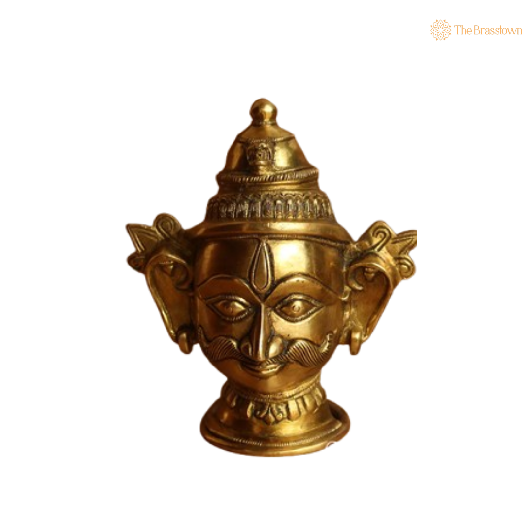 Brass Shiva and Gauri Mukhlingam Set – Divine Masculine and Feminine Energy 7 Inch