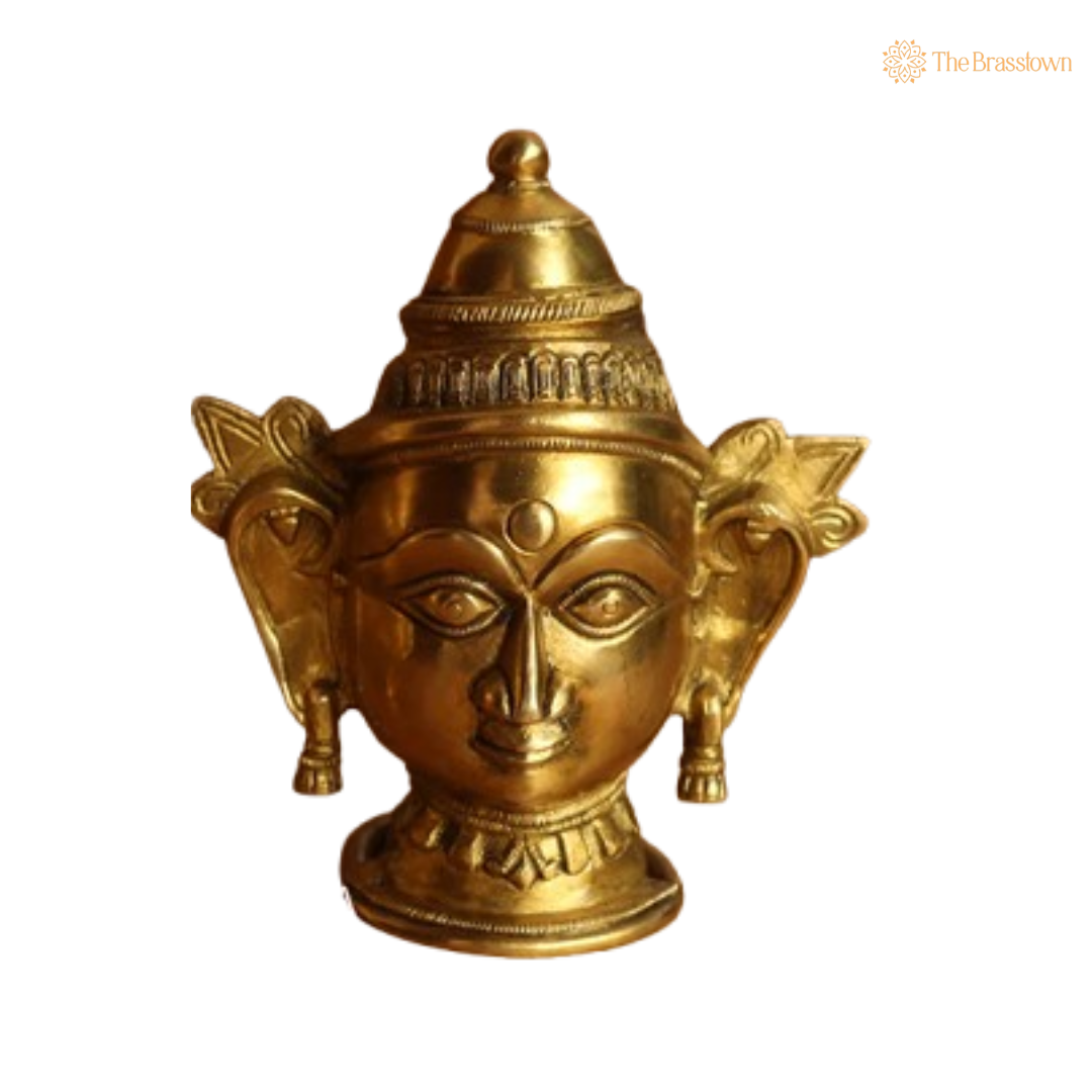 Brass Shiva and Gauri Mukhlingam Set – Divine Masculine and Feminine Energy 7 Inch