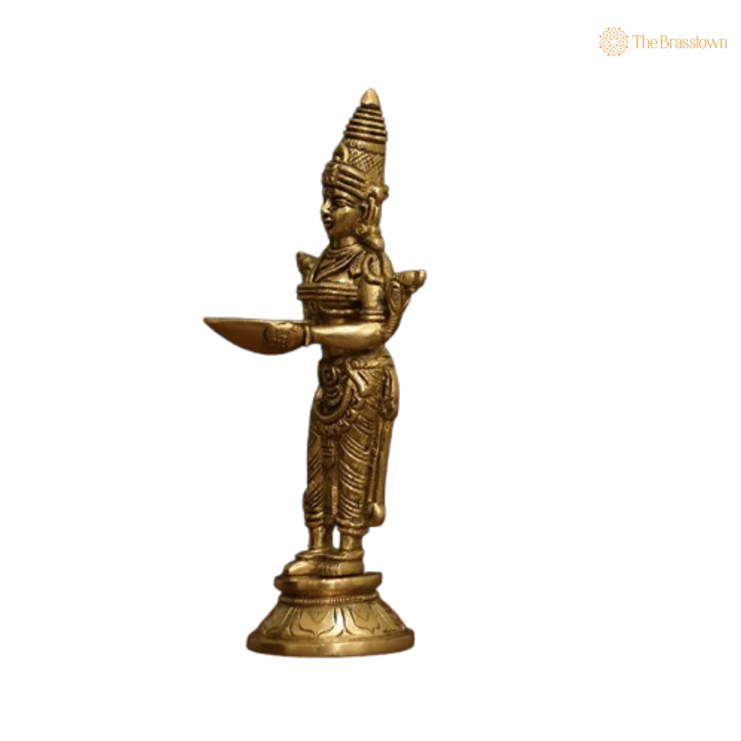 Brass Standing Deepalakshmi Figurine 9 Inch