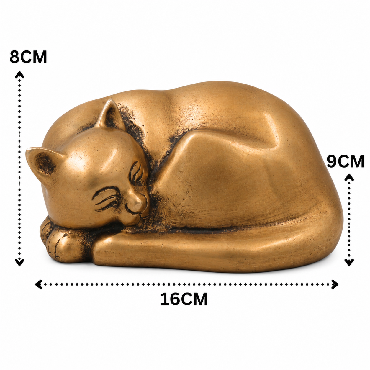 Handcrafted Brass Single Cat Idol – Handcrafted Cat Sculpture for Vastu, Home Décor, Pooja & Luxury Gifting 3 Inch