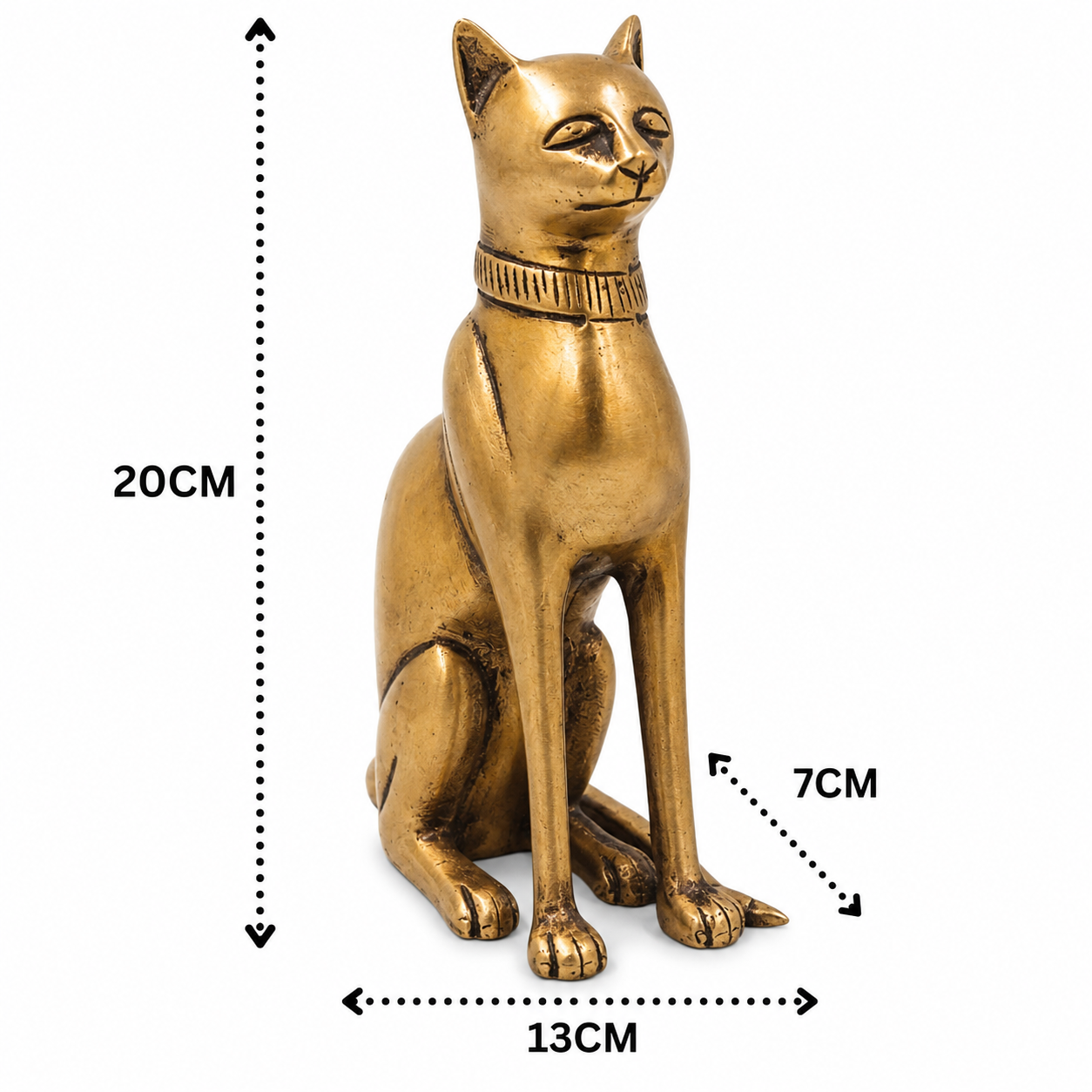 Brass Cat Idol – Handcrafted Traditional Cat Sculpture for Vastu, Home Décor, Pooja & Luxury Gifting 8 Inch