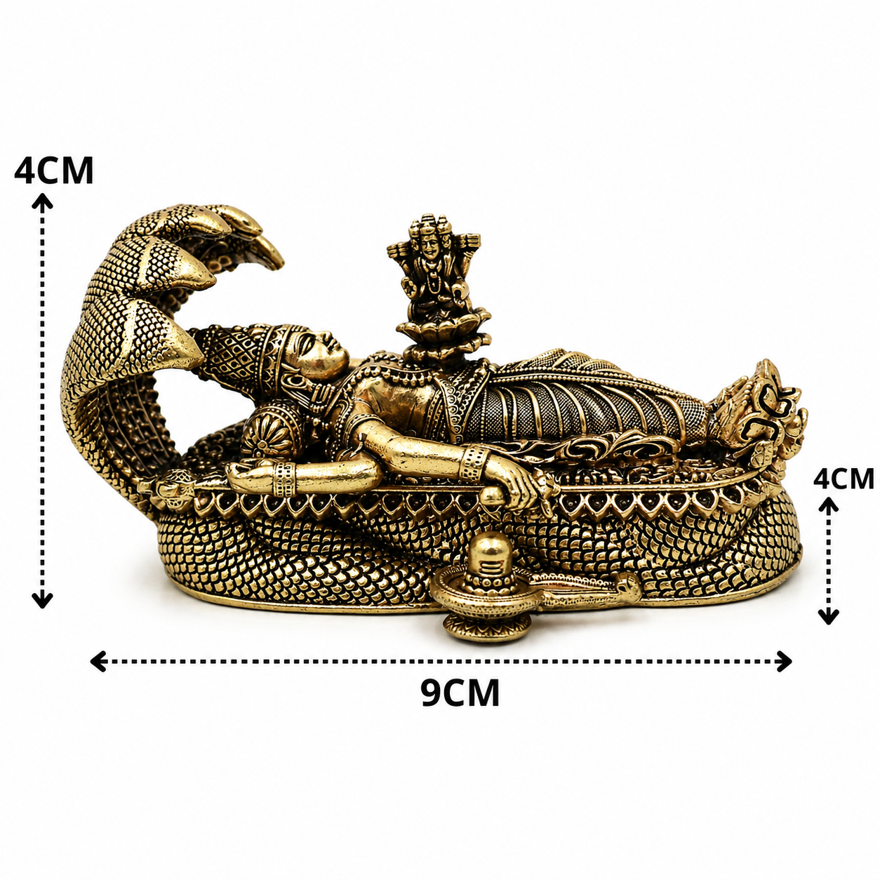 Brass Lord Padmanabhaswamy Idol Anantha Shayana Vishnu - Handcrafted Pooja Decor by The Brasstown - Lifestyle Setup