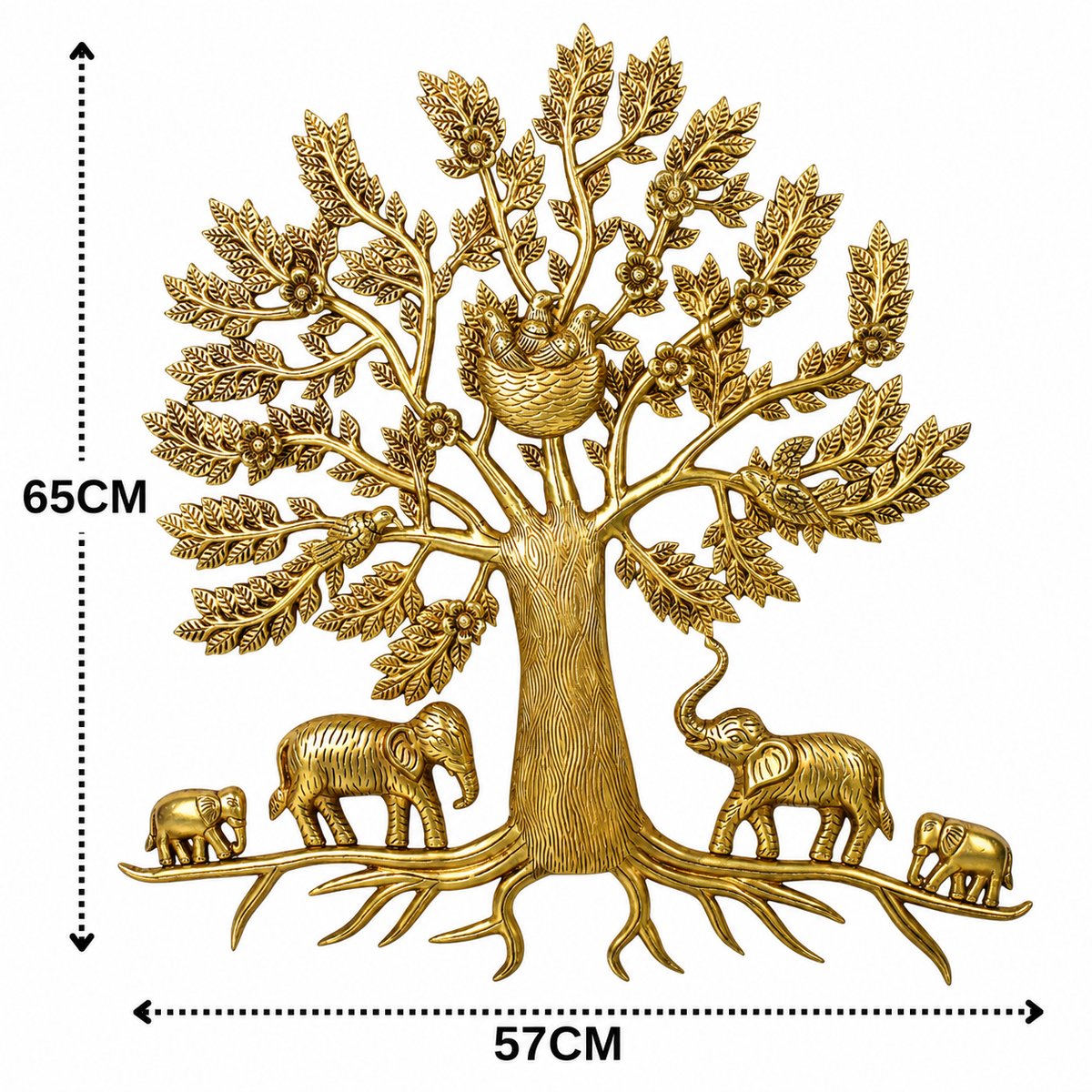 Brass Kalpavriksha Tree of Life Wall Hanging – Sacred Vastu & Feng Shui Peetal Décor for Home, Living Room & Pooja Space 25.5 Inch