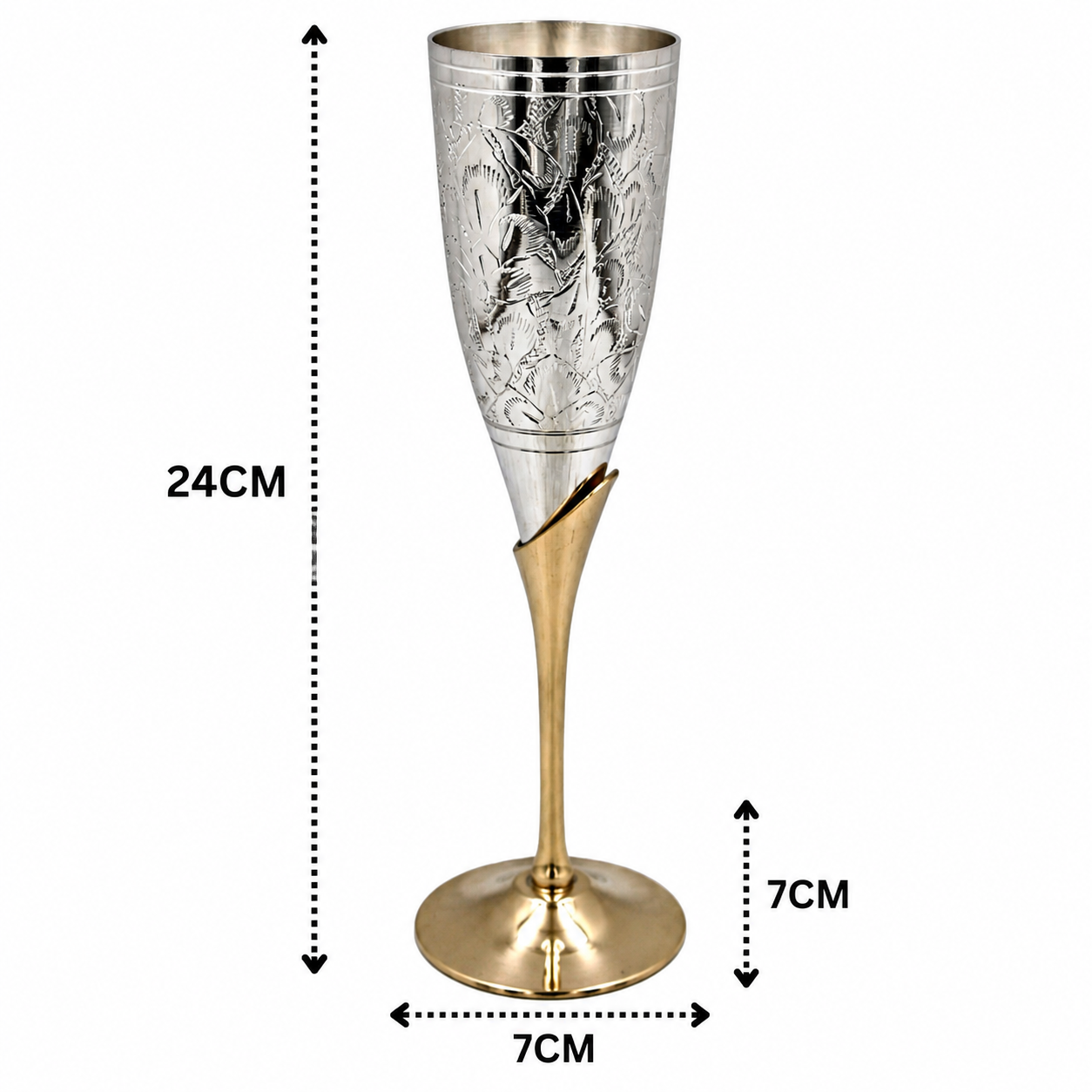 Brass Wine Glass Set of 2 – Handcrafted Traditional Peetal Goblet Glasses for Home, Royal Dining Décor & Gifting 9.5 Inch