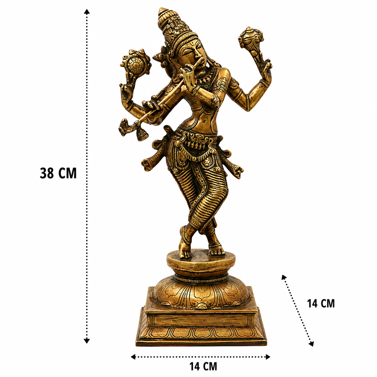 Brass Krishna Idol – Handcrafted Chola Style - Handcrafted Pooja Decor by The Brasstown - Lifestyle Setup