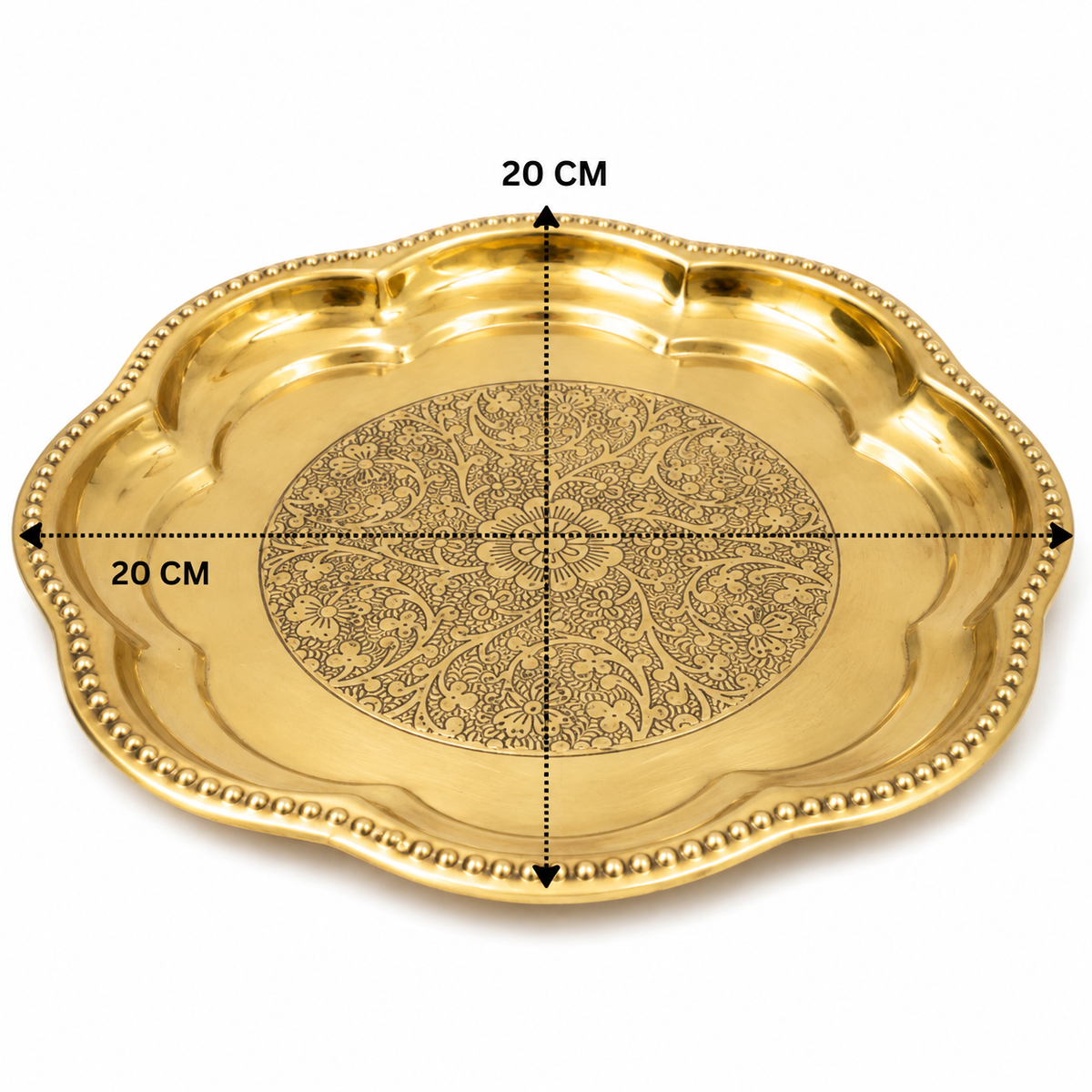 Traditional Brass Pooja Thali for Mandir – Peetal Pooja Plate (Pital Puja Thambalam) for Hindu Worship & Temple Rituals 7.5 Inch
