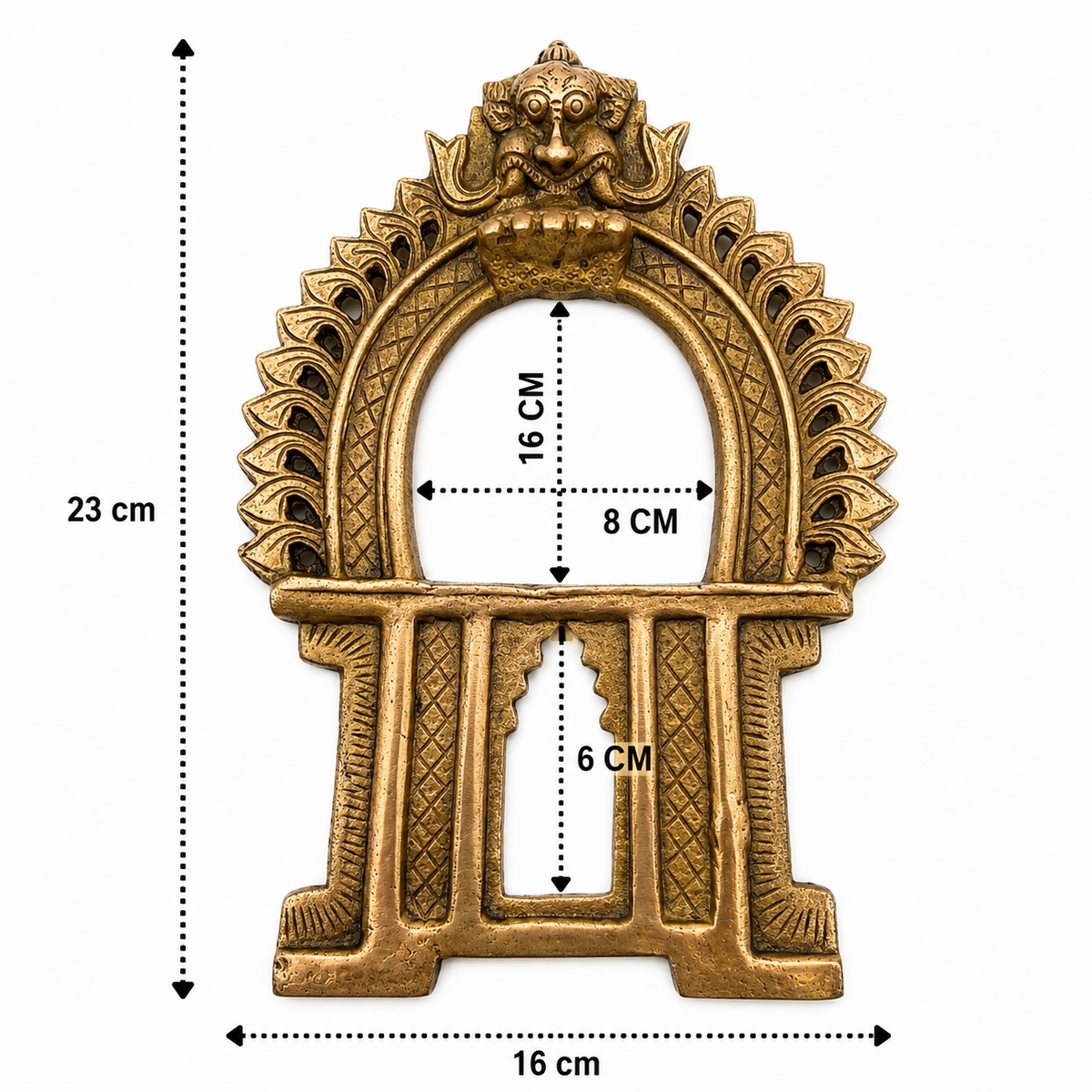 Brass Kirtimukha For Diety Prabhaval Arch – Handcrafted Arch Wall Hanging for Home Temple, Deity Décor & Spiritual Ambience 9 Inch