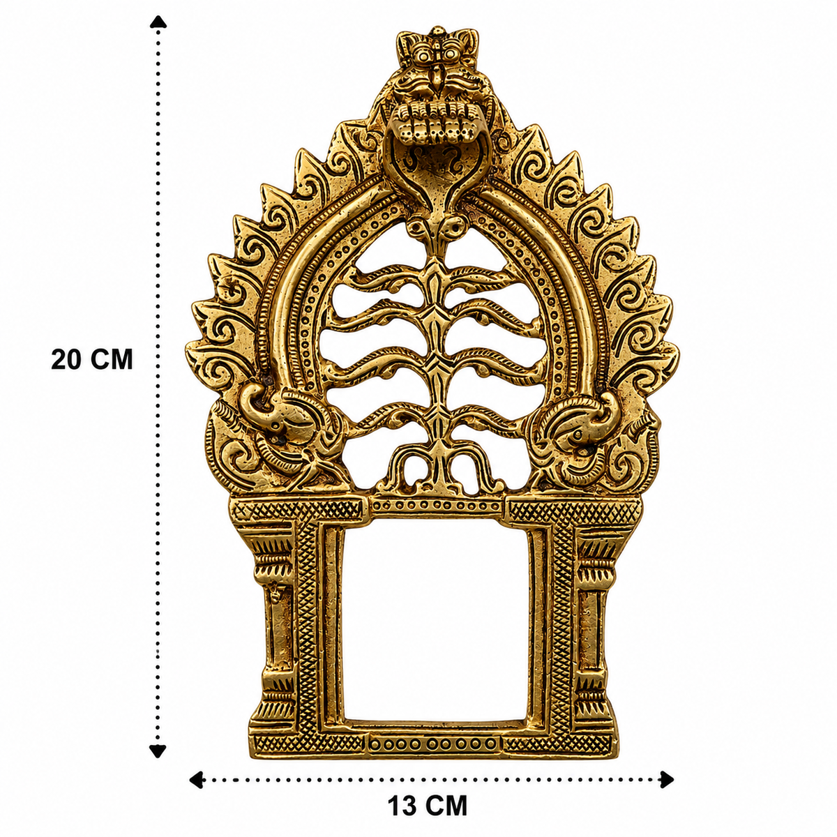 Handcrafted Brass Kirtimukha For Diety Prabhaval Arch – Handcrafted Arch Wall Hanging for Home Temple, Deity Décor & Spiritual Ambience 8 Inch