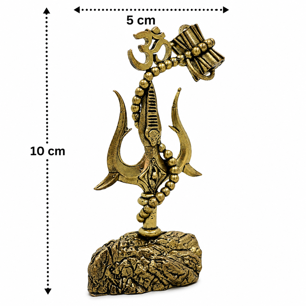 Brass Trishul with Damru and Om – Divine Shiva Symbol for Puja & Home Mandir 4 Inch (Copy)