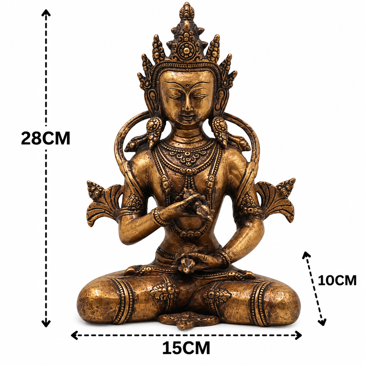 Brass Vajrasattva Idol Statue – Handcrafted Dorje Sempa Buddhist Murti for Pooja, Meditation, Home Décor & Spiritual Gifting 11 Inch