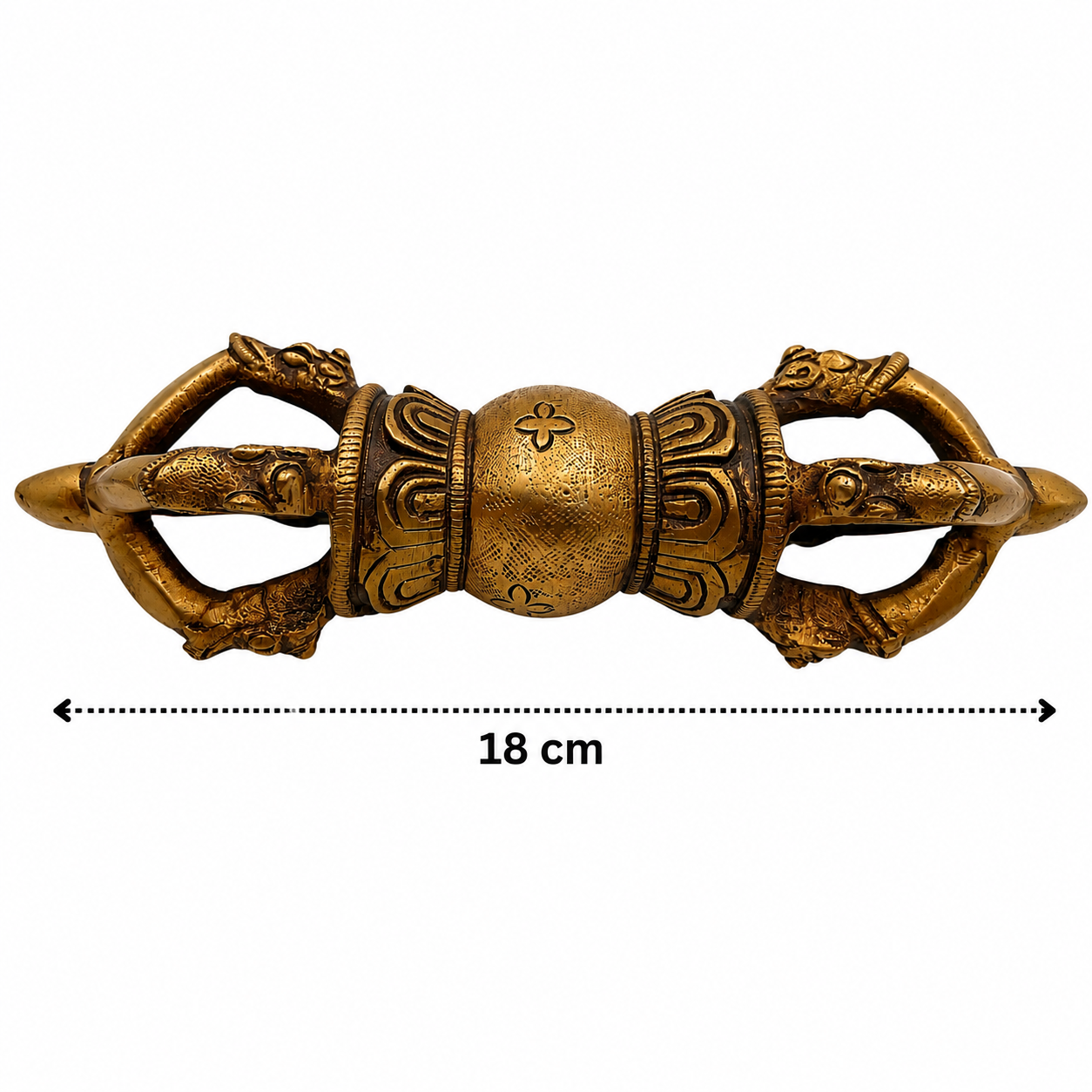 Handcrafted Brass Dorje / Vajra Idol – Tibetan Thunderbolt Scepter for Puja & Spiritual Décor 7 Inch