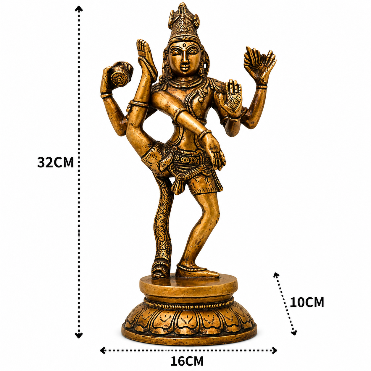 Brass Nataraja Sculpture – Handcrafted Chola Style Dancing Shiva Idol for Pooja, Home Mandir, Temple Décor & Spiritual Gifting 12.5 Inch