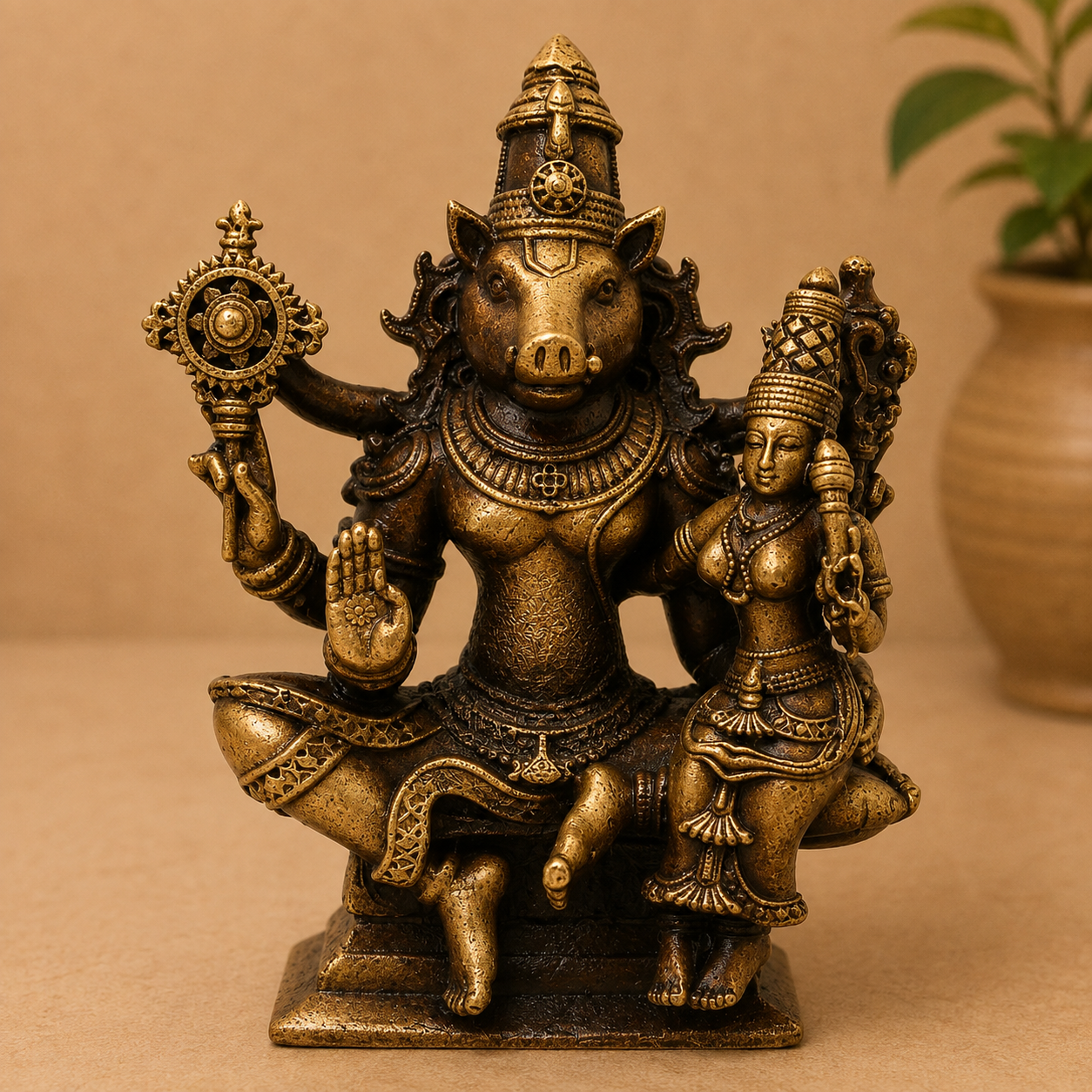 Brass Lakshmi Narasimha Idol – Handcrafted Traditional Narahari Murti for Pooja, Home Mandir, Spiritual Décor & Gifting 3 Inch