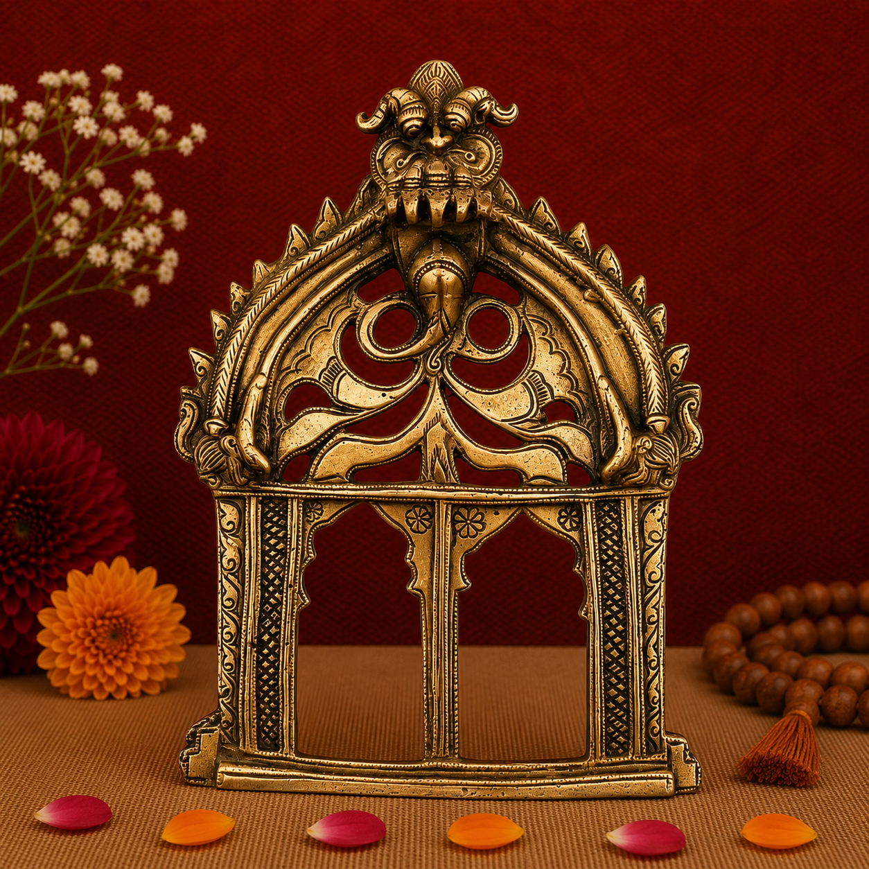 Antique Brass Arch Frame with Serpent Motif 10.5 Inch