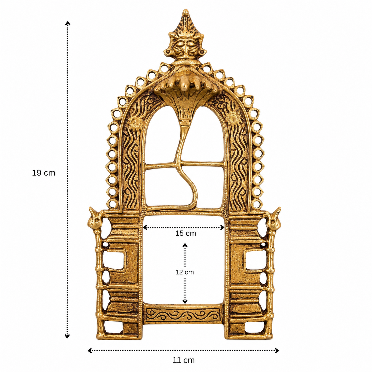 Traditional Antique Brass Temple Arch Frame 7.5 Inch