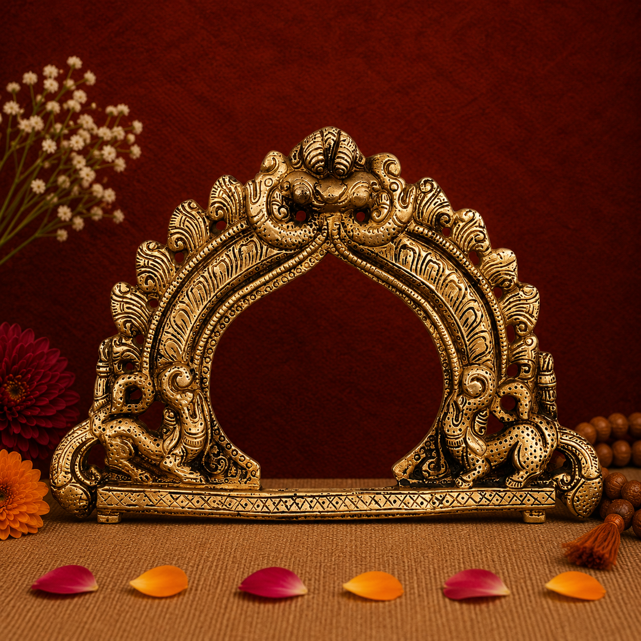 Ornate Antique Brass Arch Frame 6 Inch